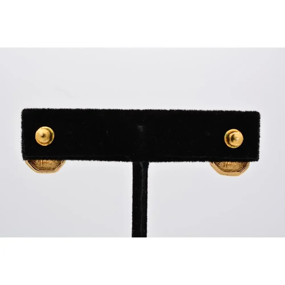 Christian Dior Vintage Crystal Earrings Gold Purple Baguette Signed 1980s BinAZ - Picture 10 of 12